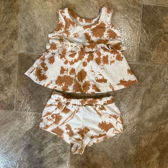 Grayson Mini Baby Girl Ruffle Tie Dye Boho Tank & Shorts Matching Set Newborn - Picture 2 of 9